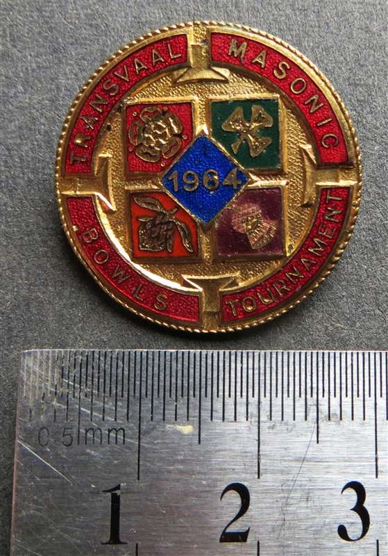 1964 Transvaal Masonic Bowls Tournament Badge