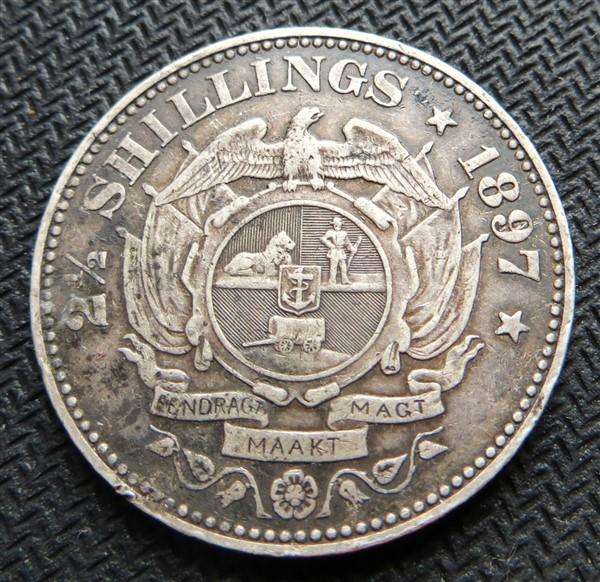 1897 ZAR 2/6 Shillings Half Crown - 0.925 Silver