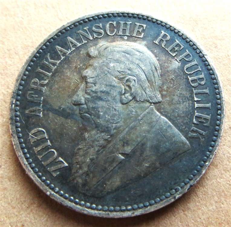 ZAR 1896 Silver 2/6 Half Crown
