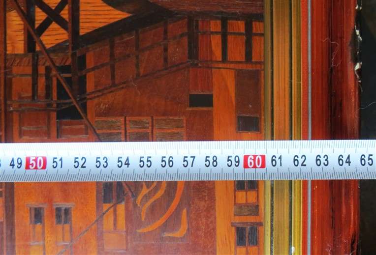 Vintage Large Framed marquetry Wood Inlay work