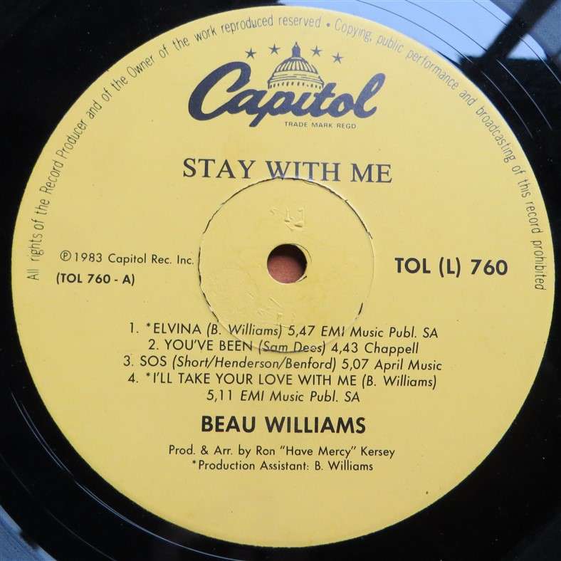 Beau Williams - Stay With Me - Vintage LP - VG