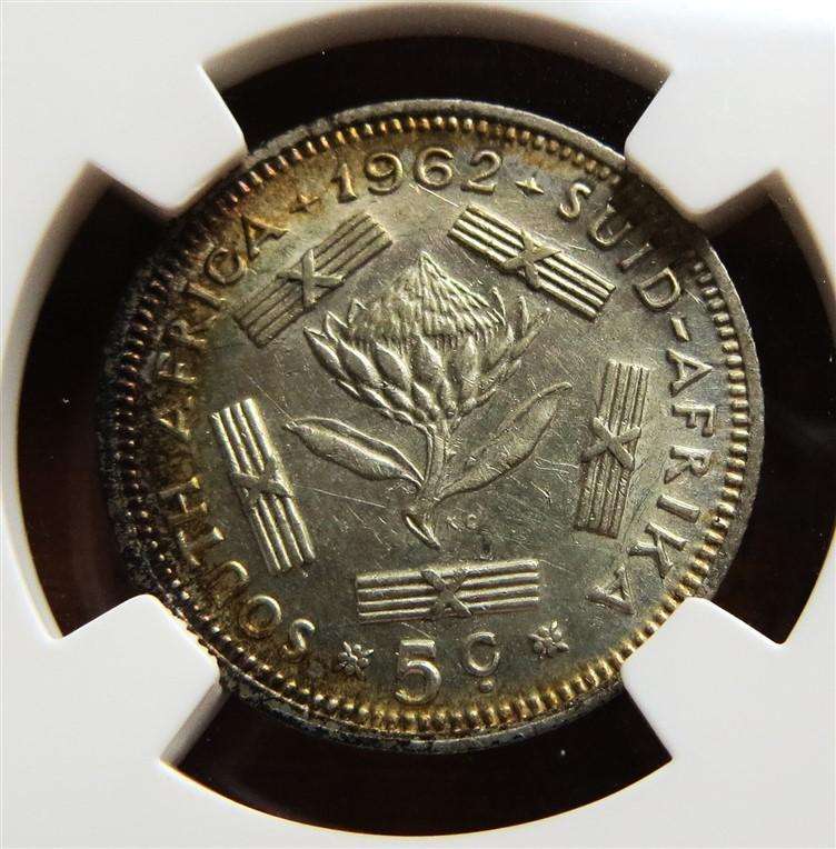 1962 SA Silver 5c NGC Graded XF45