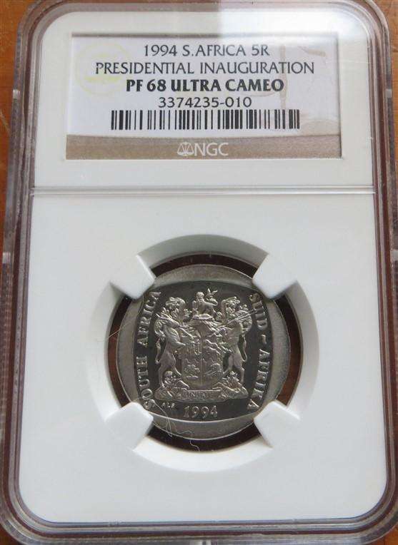1994 PF68UC High Grade No Steps Pres. Inaug. Mandela R5 NGC Graded