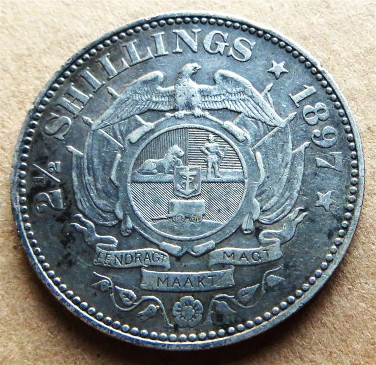 ZAR 1897 Silver 2/6 Half Crown