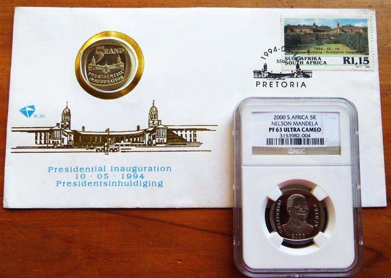 2 x Nelson Mandela Coins - 1994 + 2000 - 1 Bid for Both