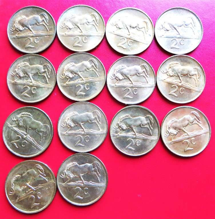 14 x RSA 2c Coins with Luster - 1 Bid for All