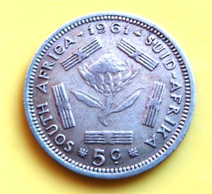 1961 RSA Silver 5c Coin