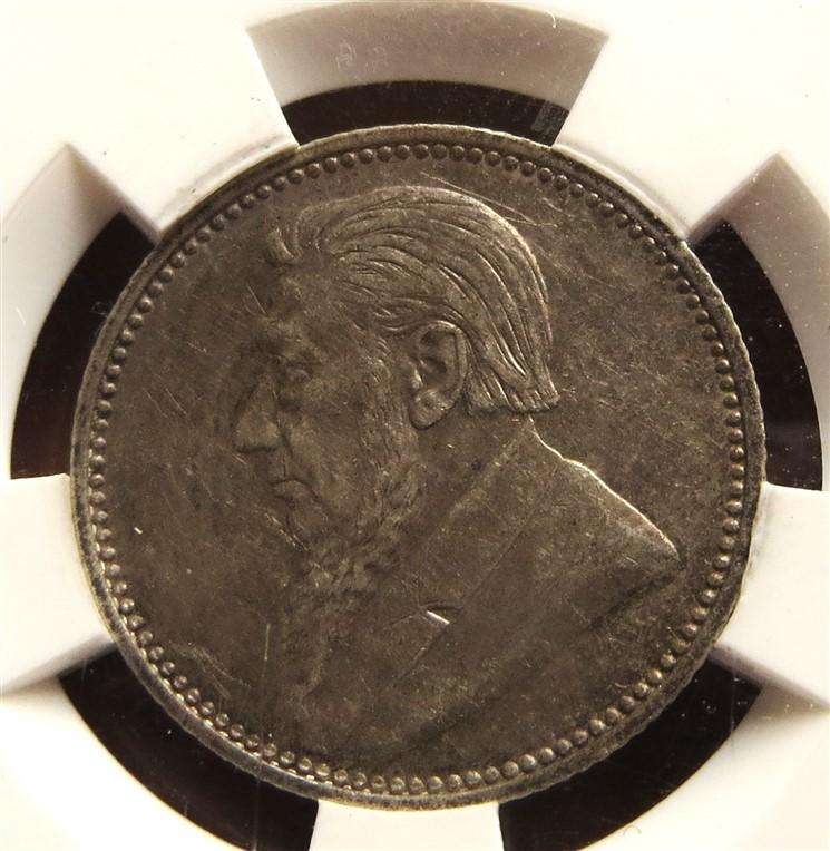 1897 ZAR Silver Sixpence 6d Graded AU55