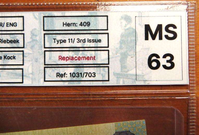 2 x Consecutive Number GPC De Kock R2 WX Replacement Notes Graded MS63