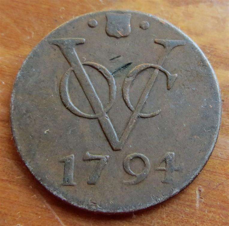 1794 Netherlands VOC 1 Duit Coin - Details