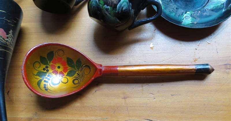 Vintage Japanese painted Cups Saucers Spoon