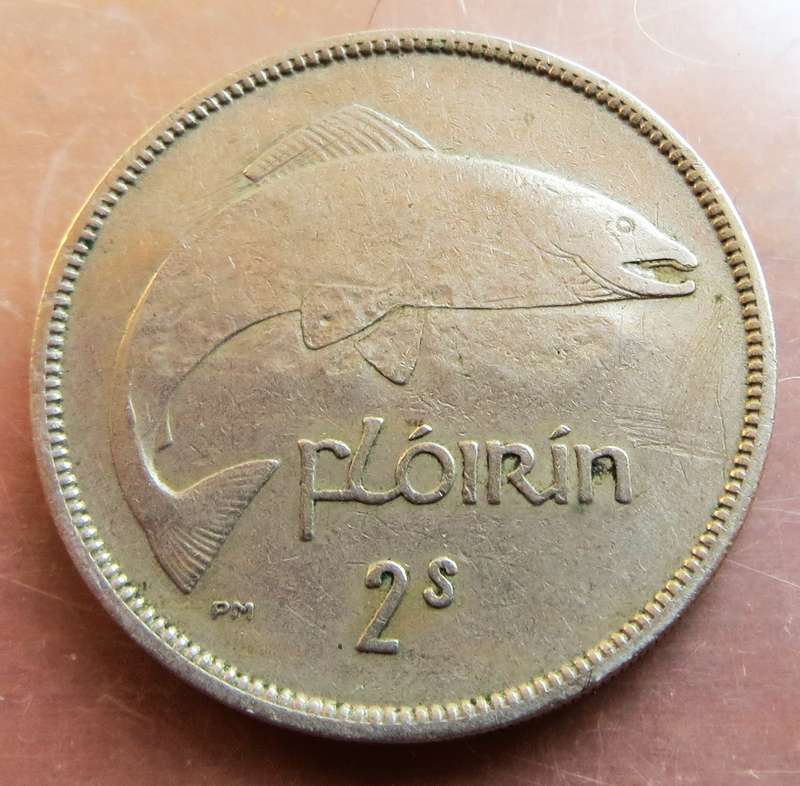 1955 Ireland 2 Shillings Florin with UVF Overstamp - Ulster Volunteer Force