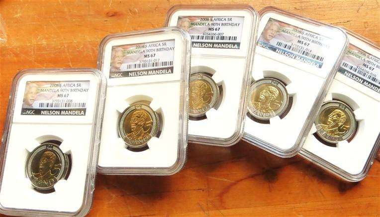 5 x 2008 Nelson Mandela R5 NGC Graded MS67 - Bid per Coin