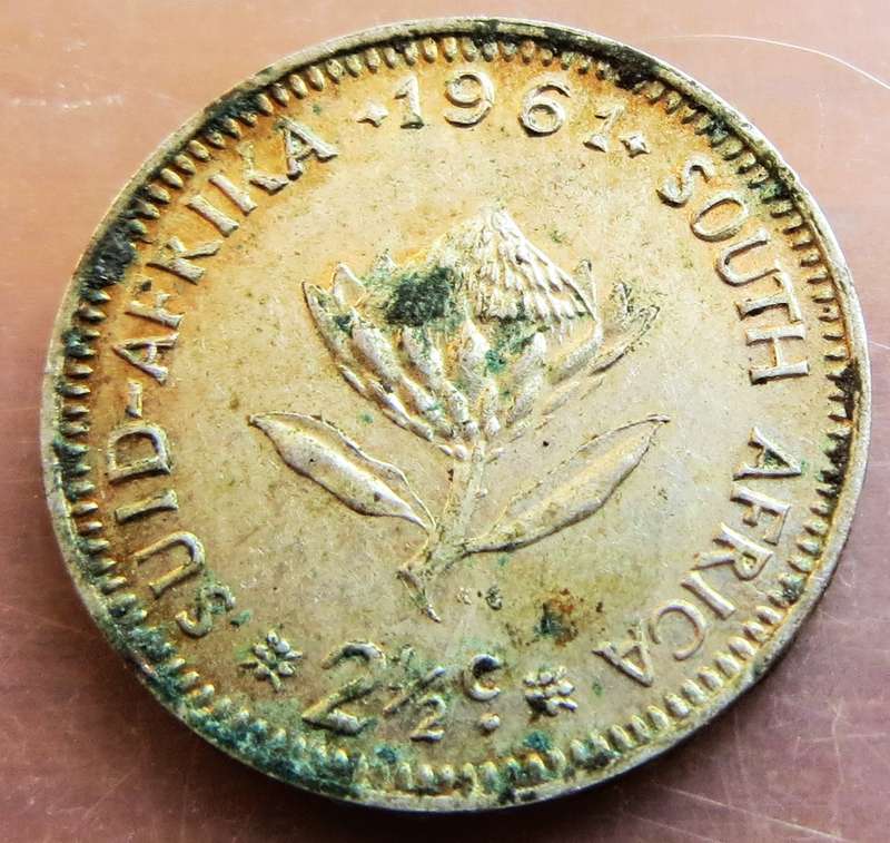 1961 SA Silver 2 1/2 Cents Coin