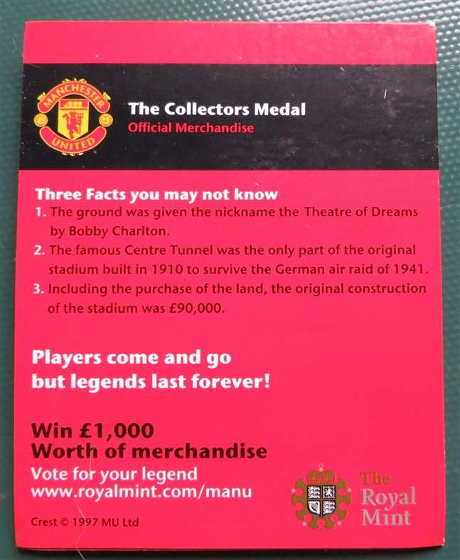 Manchester United Old Trafford Theatre of Dreams Medallion