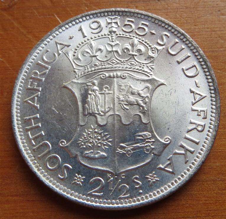 1955 SA Union 2/6 Shillings Halfcrown Silver - Condition