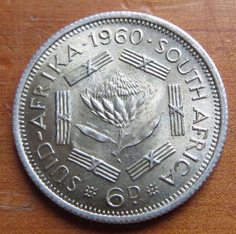South Africa 1960 6d Sixpence Silver
