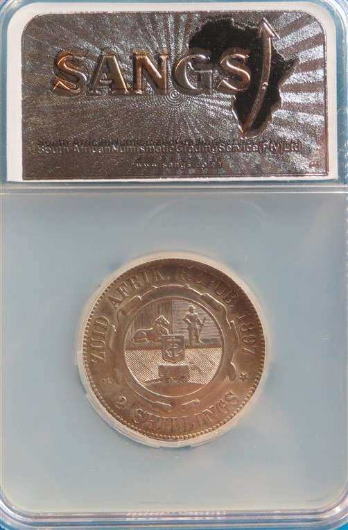 ZAR 1897 2 Shillings Florin Silver SANGS XF45