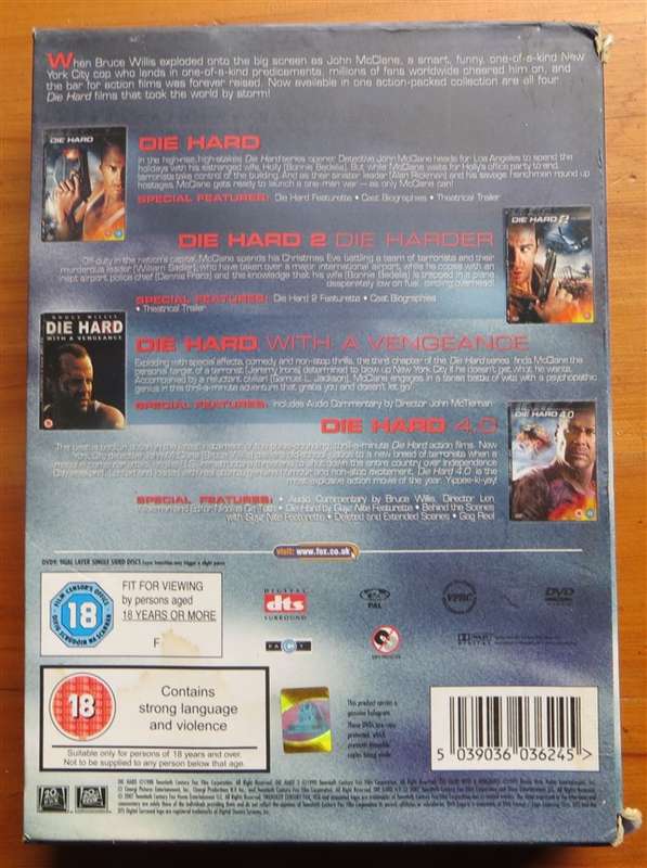 Die Hard Movies 4 x DVD Box Set - 1 Bid