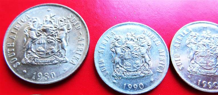 15 x RSA 50c/20c/10c/5c Coins with Luster - 1 Bid for All