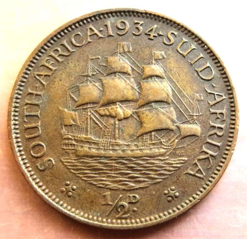 1934 SA Union Half Penny Coin