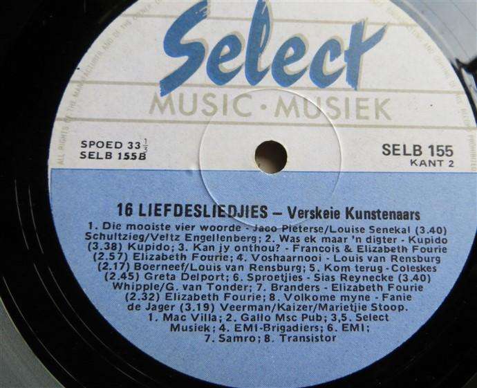 Vintage LP  - 16 Liefgesliedjies - Verskeie Kunstenaars
