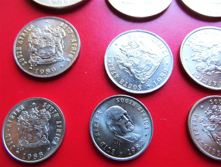 15 x RSA 50c/20c/10c/5c Coins with Luster - 1 Bid for All