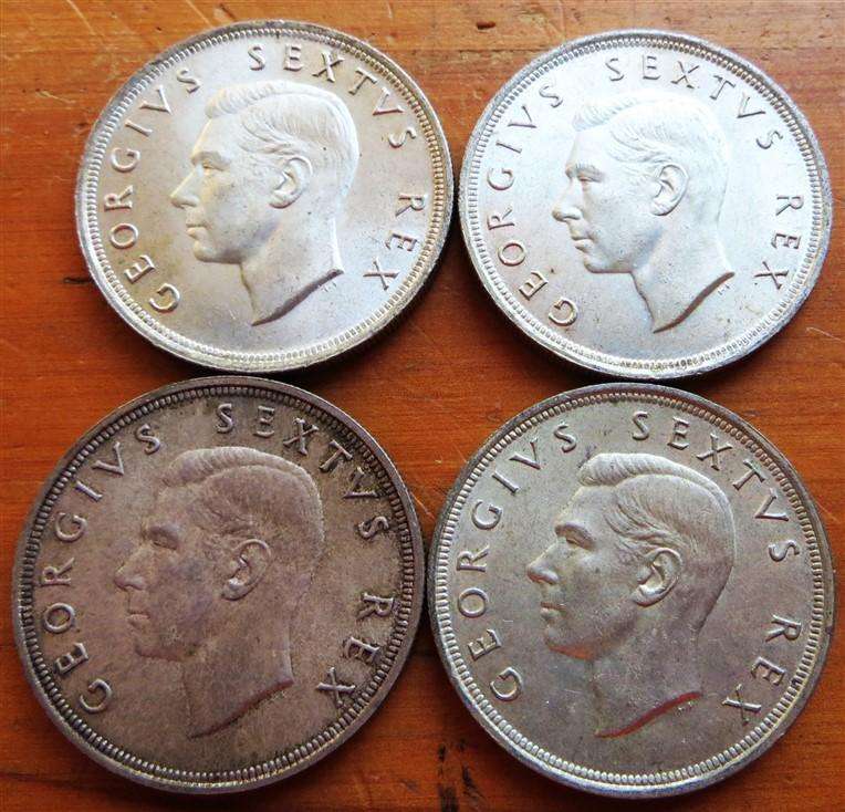 5 x 1952 SA 5 Shillings Crown Silver Coins - Bid per Coin