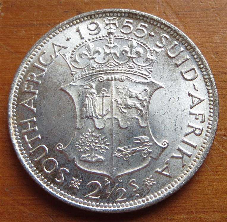 1955 SA Union 2/6 Shillings Halfcrown Silver - Condition