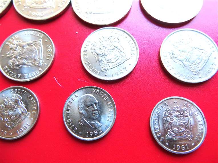 15 x RSA 50c/20c/10c/5c Coins with Luster - 1 Bid for All
