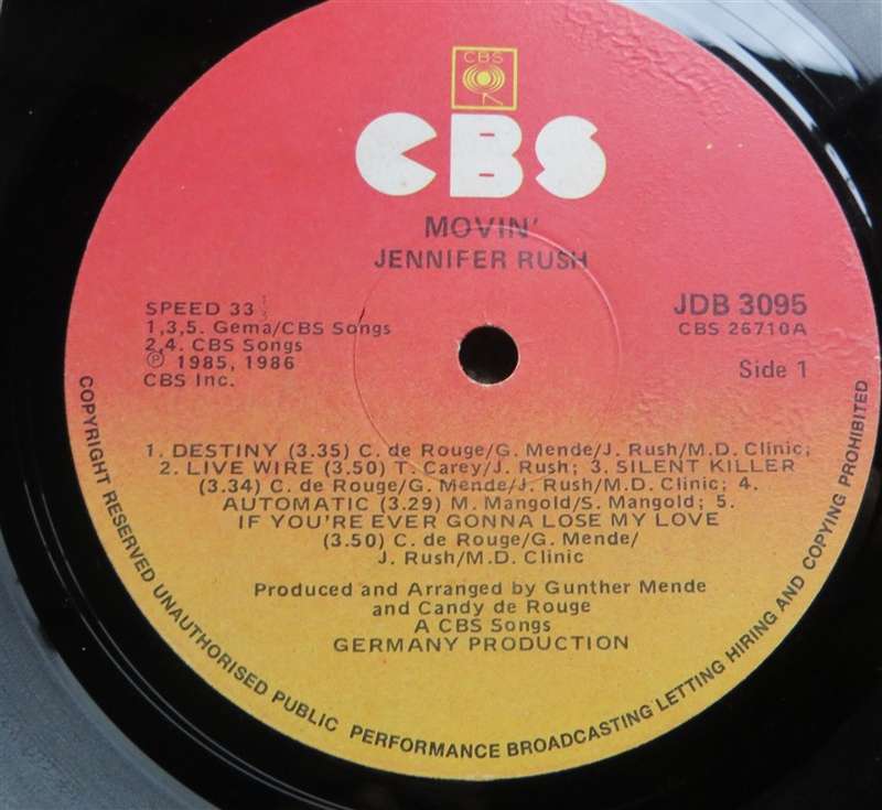 Jennifer Rush - Moving Vintage Vinyl LP - G+-VG