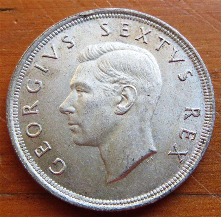 5 x 1952 SA 5 Shillings Crown Silver Coins - Bid per Coin