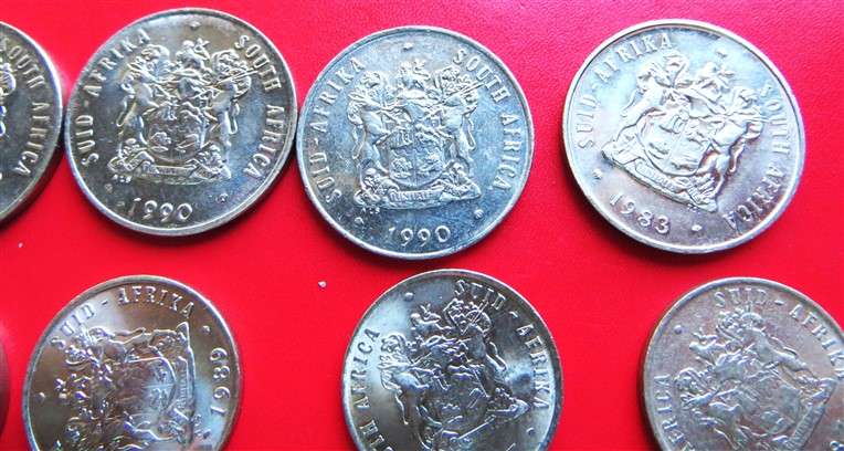 15 x RSA 50c/20c/10c/5c Coins with Luster - 1 Bid for All