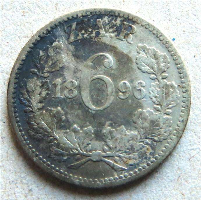 1896 ZAR 6d Sixpence - Silver 92.5%