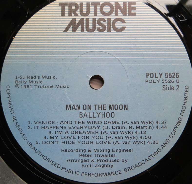 Ballyhoo - Man on the Moon - Vintage LP - VG