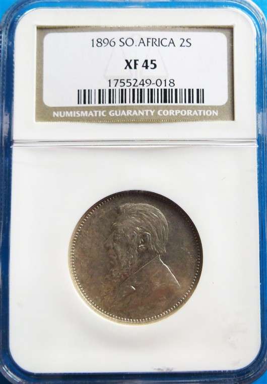 ZAR 1896 2 Shillings Florin Silver NGC XF45