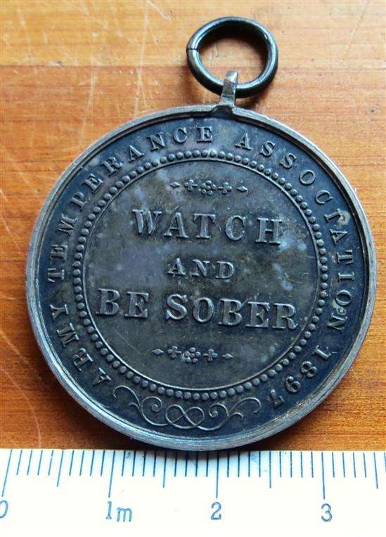 1897 Silver Army Temperance Assoc. Medal - India - Watch & Be Sober