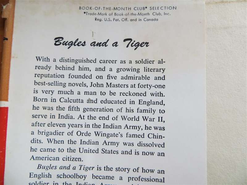 Bugles and a Tiger - John Masters 1956 1st Edition