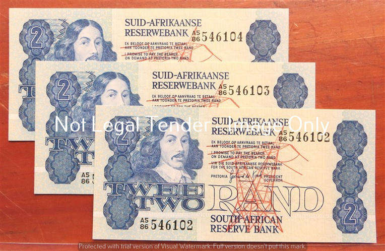 3 x Consecutive Number GPC De Kock R2 A586 Notes - Bid per Note