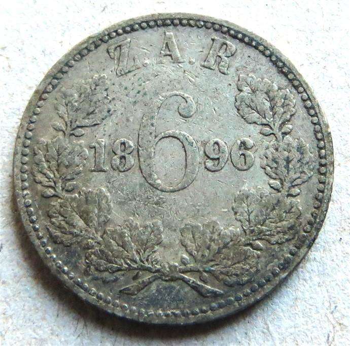 1896 ZAR 6d Sixpence - Silver 92.5%