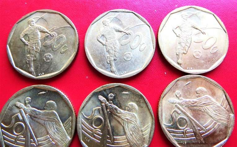 8 x RSA 50c Coins - Soccer / Cricket - 1 Bid for All