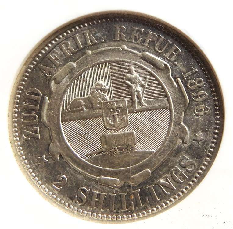 ZAR 1896 2 Shillings Florin Silver NGC XF45