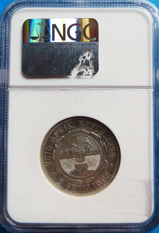 ZAR 1896 2 Shillings Florin Silver NGC XF45
