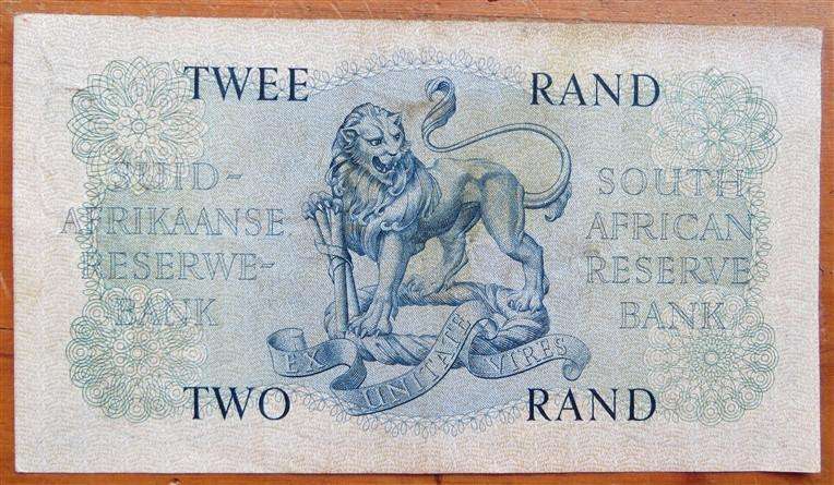 MH De Kock Two Rand Note B4 #160153