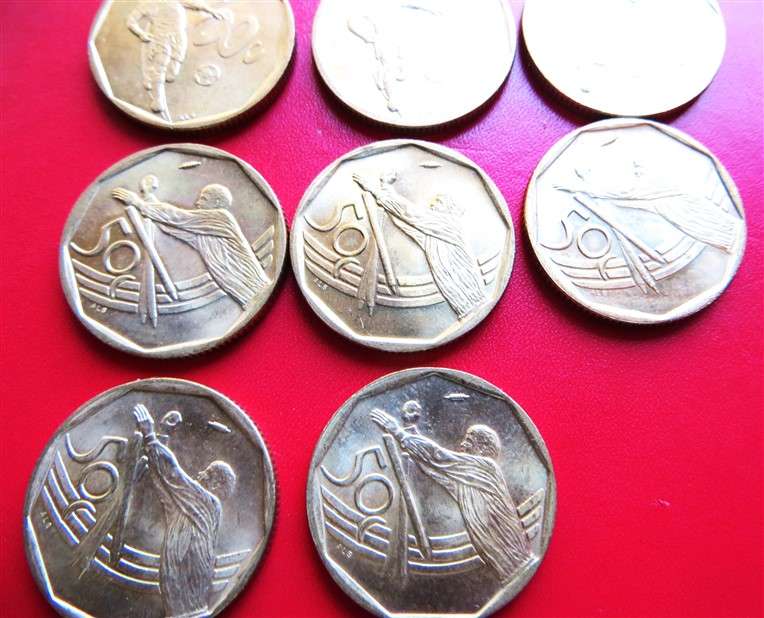 8 x RSA 50c Coins - Soccer / Cricket - 1 Bid for All
