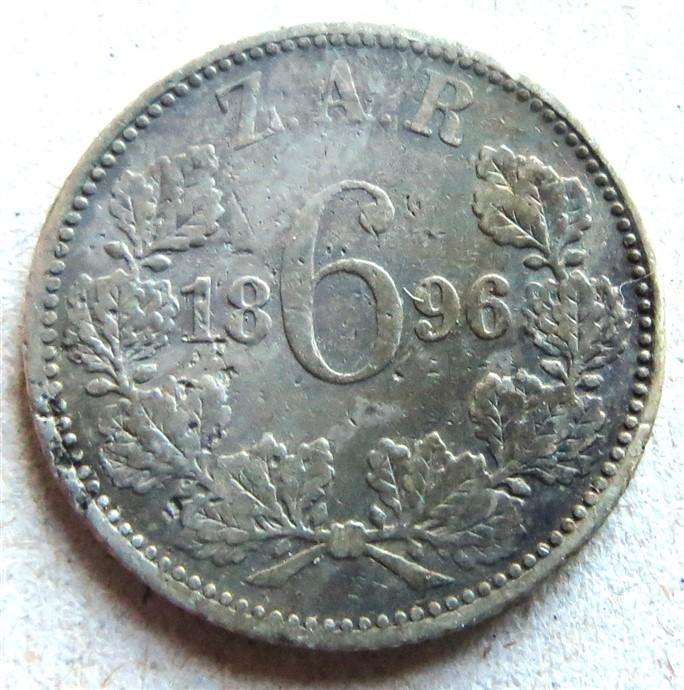 1896 ZAR 6d Sixpence - Silver 92.5%