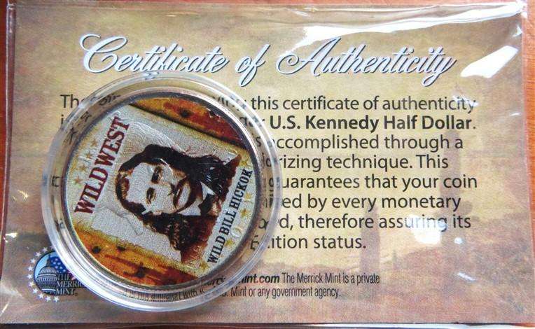 USA Half Dollar Wild West Series - Colorised Wild Bill Hickok + Certificate