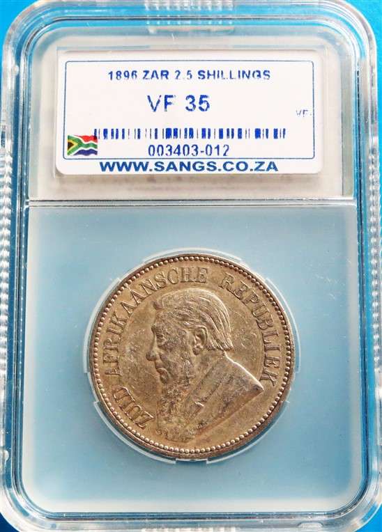 ZAR 1896 2 1/2 Shillings Halfcrown Silver SANGS VF35