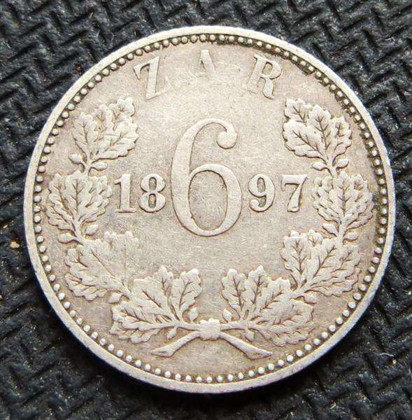 1897 ZAR 6d Sixpence - 0.925 Silver