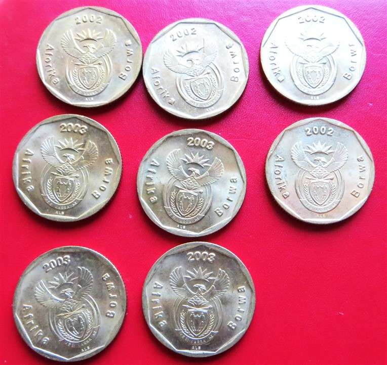8 x RSA 50c Coins - Soccer / Cricket - 1 Bid for All